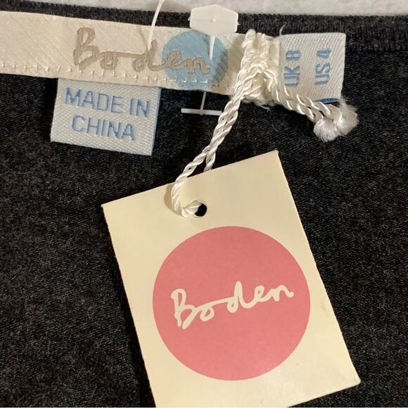 BODEN Dress Women’s 4 Gray Midi V-Neck Tie Back Long Sleeve Empire Waist. NWT - Picture 7 of 13